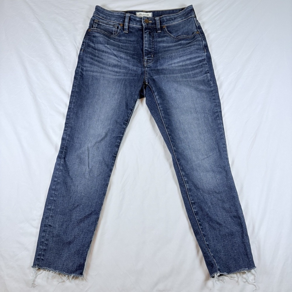 Madewell Curvy High-Rise Skinny Jeans Women's Size 28 Raw Hem Stretch Denim